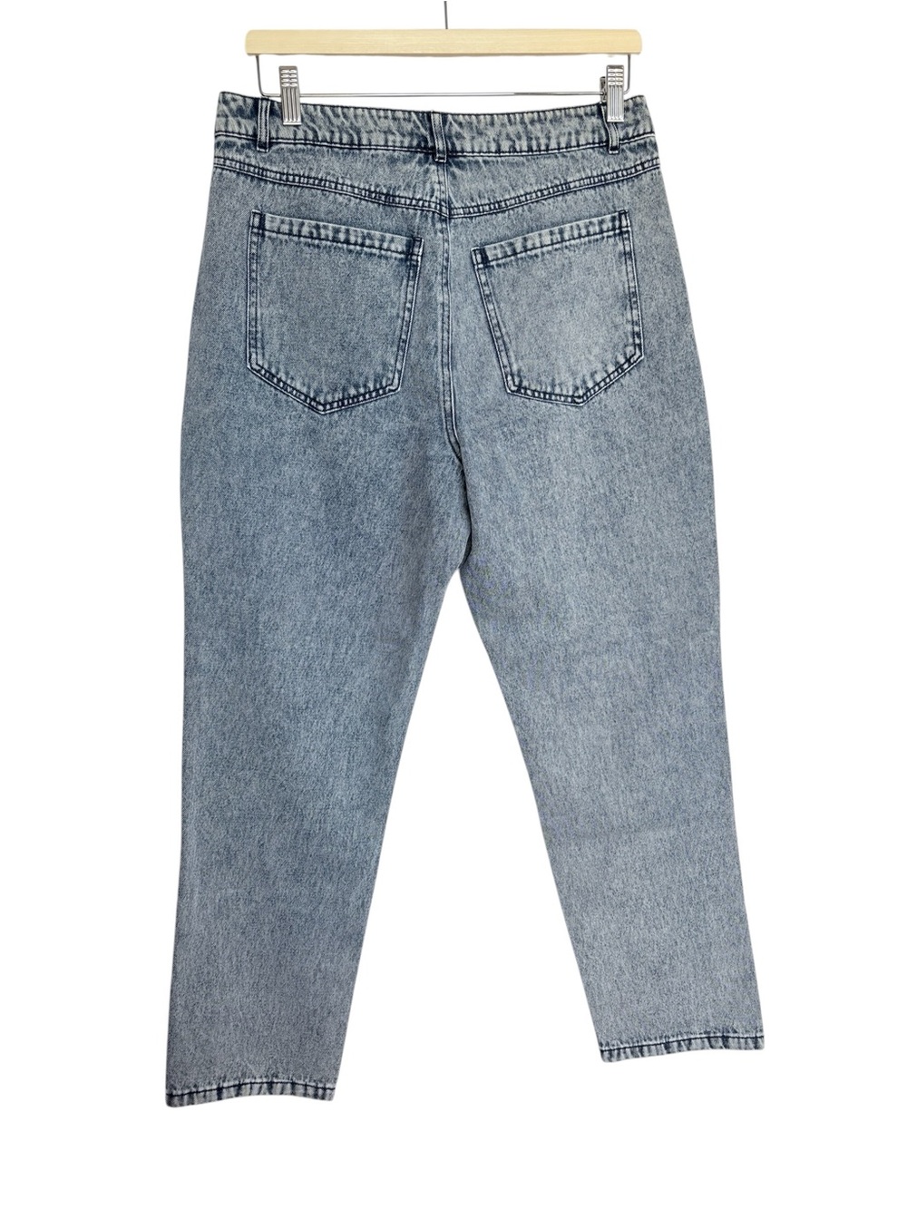 KAFFE High Rise Baggy Mom Jeans in Vtg Light Blue Acid Wash Cropped Sz 40 - Picture 2 of 8